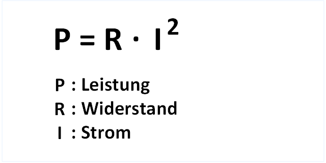 Elektrische Leistung Formel mit Strom und Widerstand
