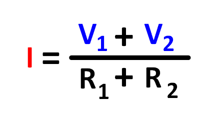 Spannungsteiler Formel für den Strom, der aus Rges und beiden Ausgangsspannungen berechnet wird